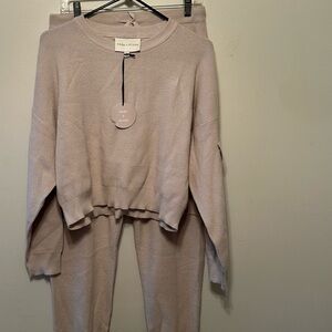 Sage the Label Beige Knit Sweater and Pants Set